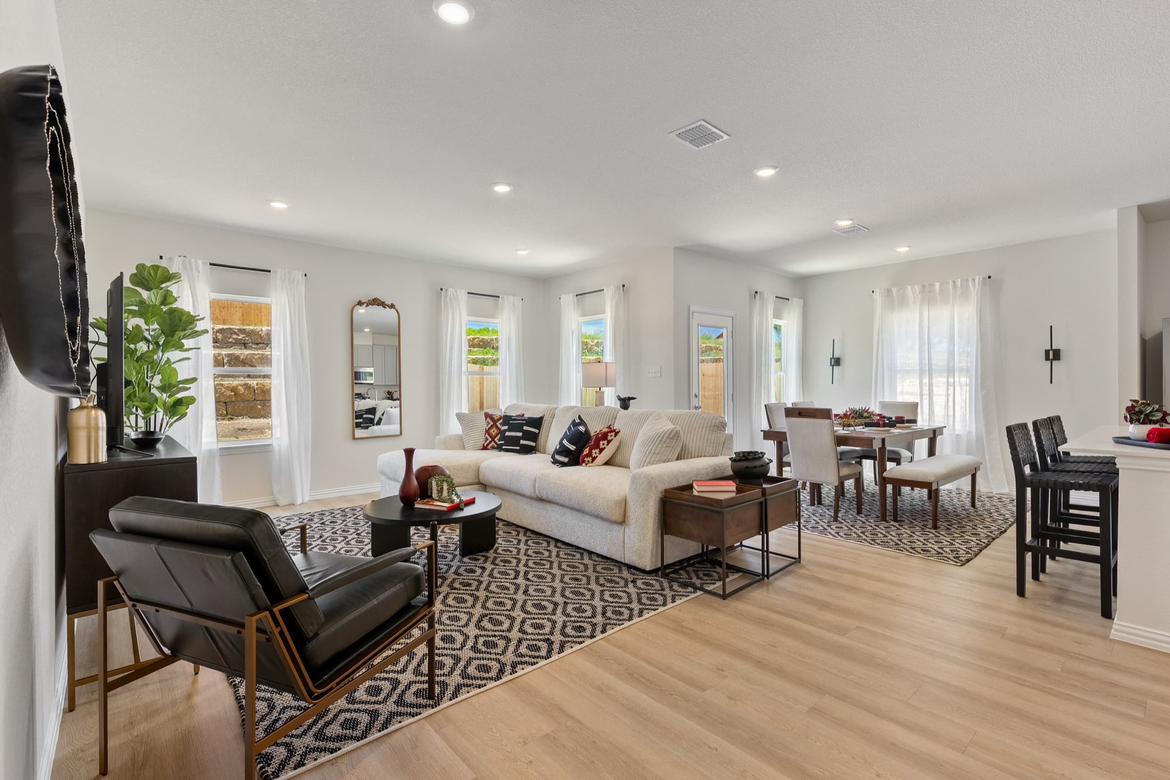 Open concept living and dining room